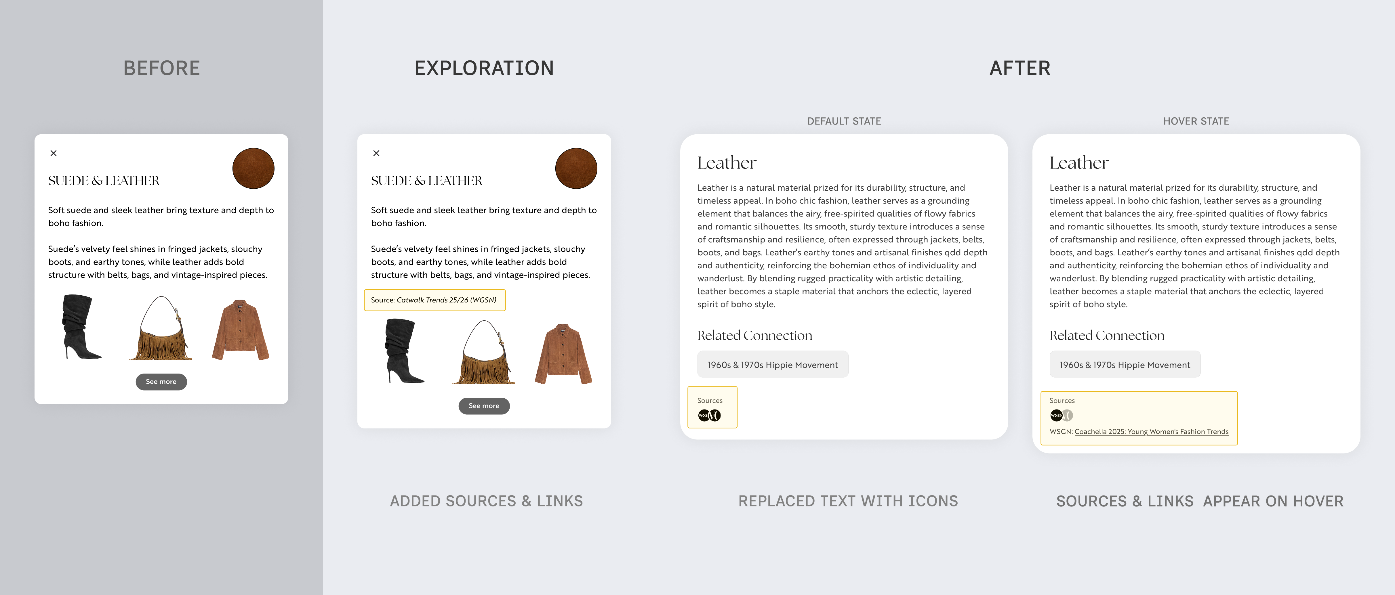 LookLab trend detail panel and recommended boho chic products