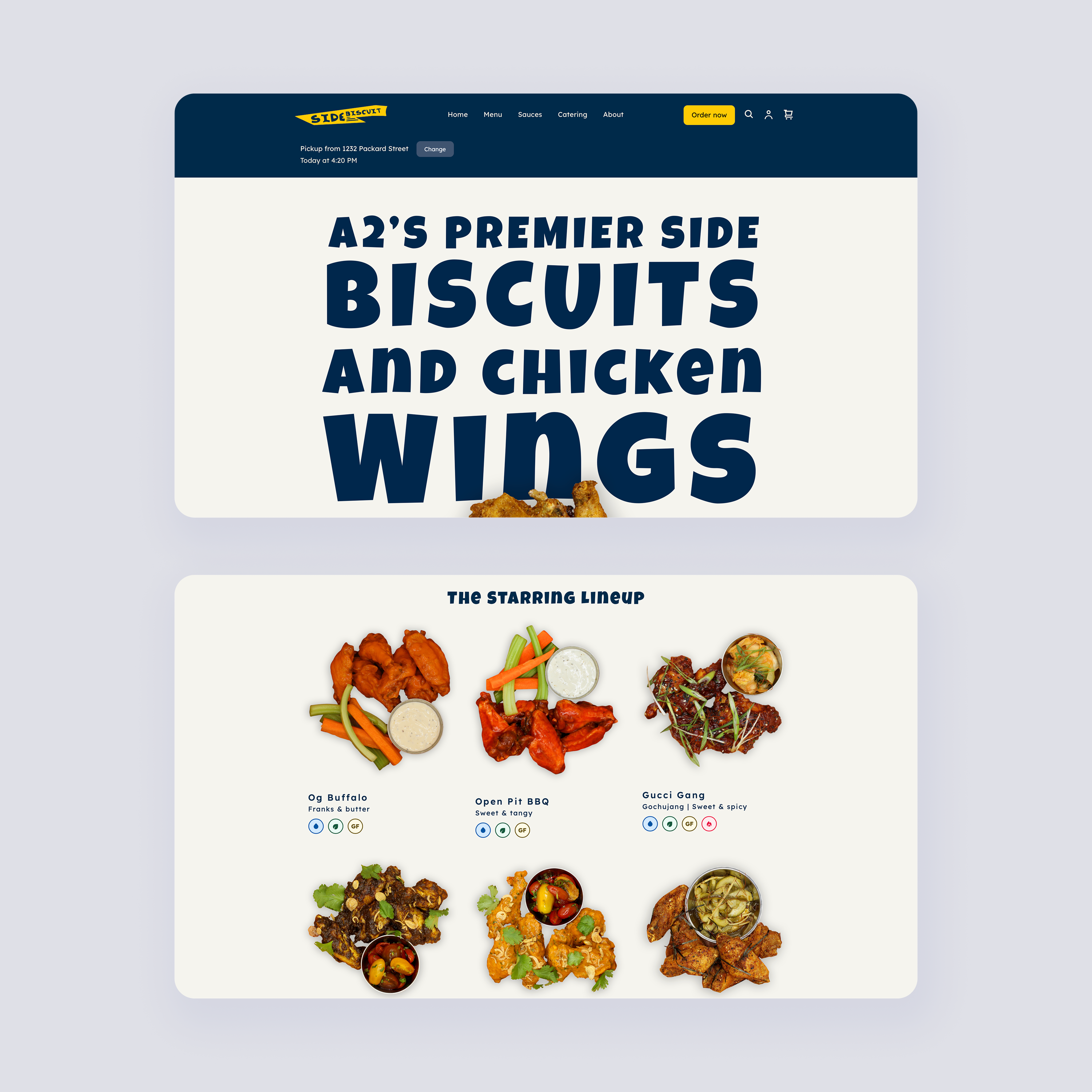 Side Biscuit website redesign, homepage view